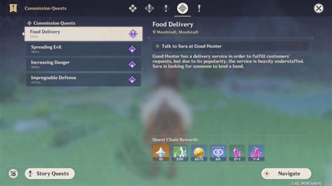 List of quests .